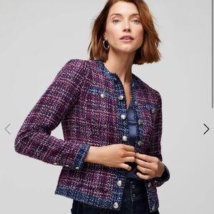 WHBM Tweed Stylist Jacket, Purple and Blue, size 8